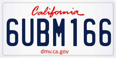 CA license plate 6UBM166