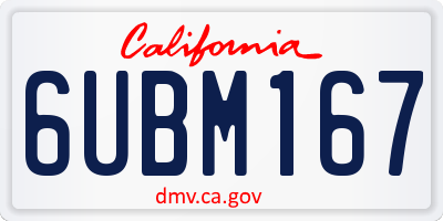 CA license plate 6UBM167