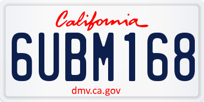 CA license plate 6UBM168