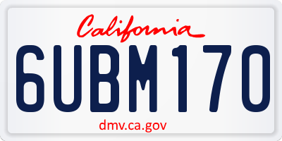 CA license plate 6UBM170