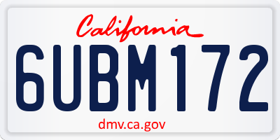 CA license plate 6UBM172