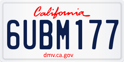 CA license plate 6UBM177