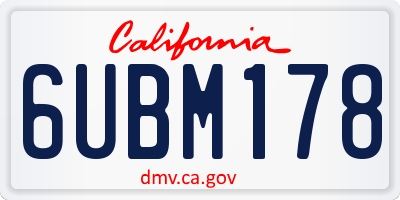 CA license plate 6UBM178