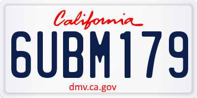 CA license plate 6UBM179