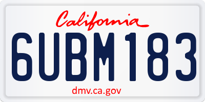 CA license plate 6UBM183