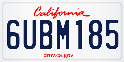 CA license plate 6UBM185