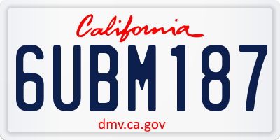 CA license plate 6UBM187