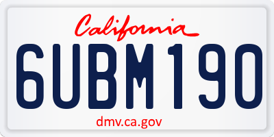 CA license plate 6UBM190