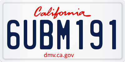 CA license plate 6UBM191