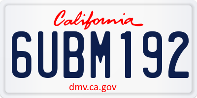 CA license plate 6UBM192