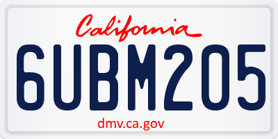 CA license plate 6UBM205