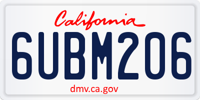 CA license plate 6UBM206