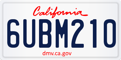 CA license plate 6UBM210