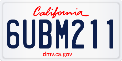 CA license plate 6UBM211