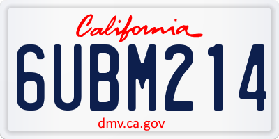 CA license plate 6UBM214