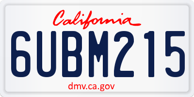 CA license plate 6UBM215