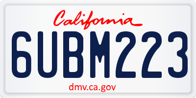 CA license plate 6UBM223