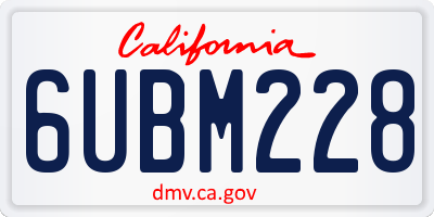 CA license plate 6UBM228