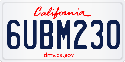 CA license plate 6UBM230