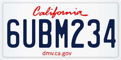 CA license plate 6UBM234