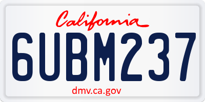 CA license plate 6UBM237