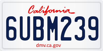 CA license plate 6UBM239