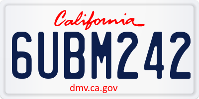 CA license plate 6UBM242