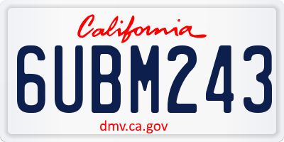 CA license plate 6UBM243