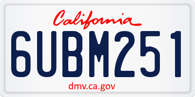 CA license plate 6UBM251