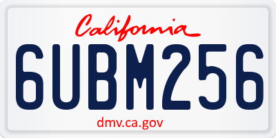 CA license plate 6UBM256