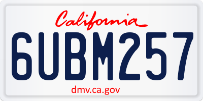 CA license plate 6UBM257