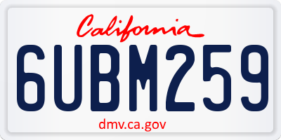 CA license plate 6UBM259