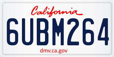 CA license plate 6UBM264
