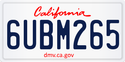 CA license plate 6UBM265