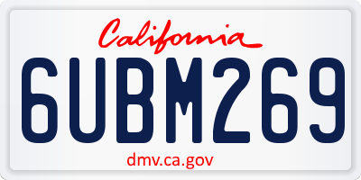 CA license plate 6UBM269