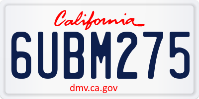 CA license plate 6UBM275