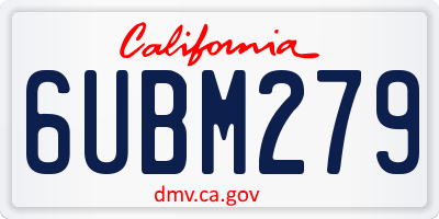 CA license plate 6UBM279