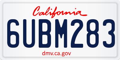 CA license plate 6UBM283