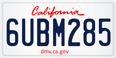 CA license plate 6UBM285