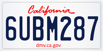 CA license plate 6UBM287