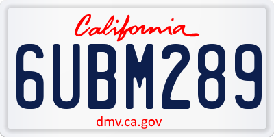 CA license plate 6UBM289