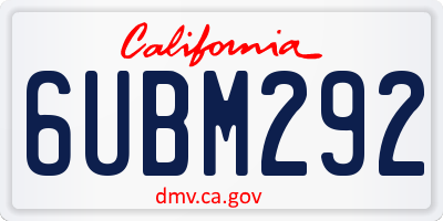 CA license plate 6UBM292