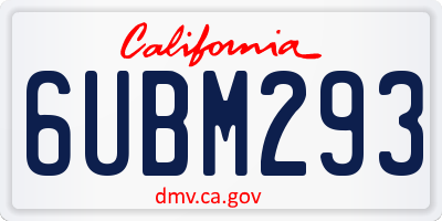 CA license plate 6UBM293