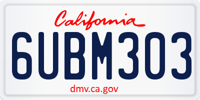 CA license plate 6UBM303