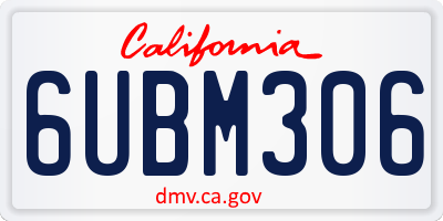 CA license plate 6UBM306