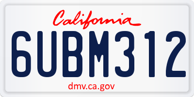 CA license plate 6UBM312