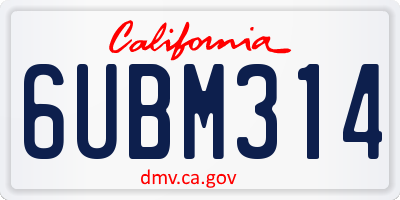 CA license plate 6UBM314