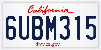 CA license plate 6UBM315