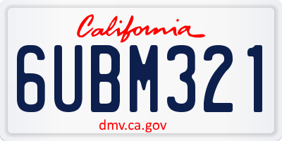 CA license plate 6UBM321