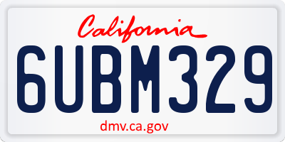 CA license plate 6UBM329